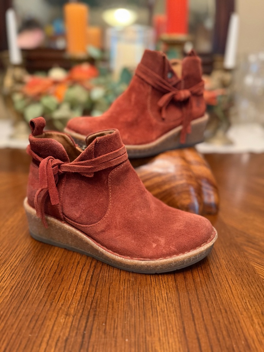 Born Suede Ankle Booties in Rust